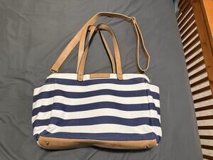 White Elm Blue & White Striped Tote Bag Purse